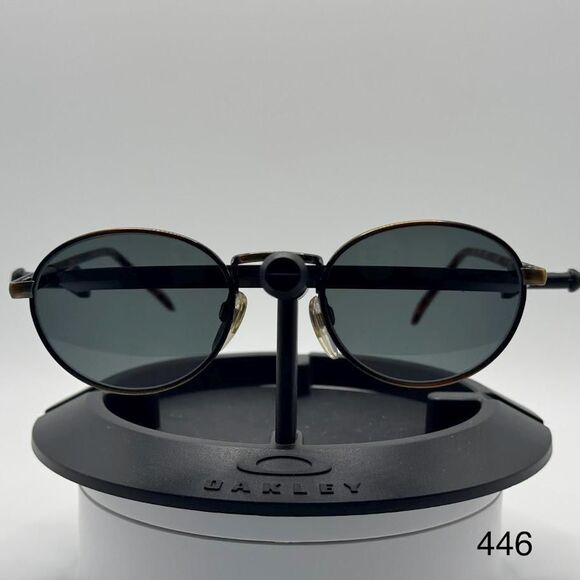 Vintage 90s-Y2K Small Round Gold Eyeglass Frames with New Non-RX Grey Sun Lenses main image 9